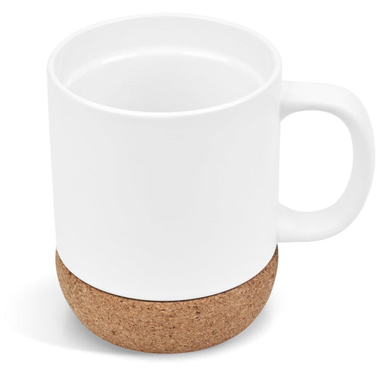 Serendipio Sienna Cork & Ceramic Sublimation Coffee Mug - 340ml - SOLID WHITE
