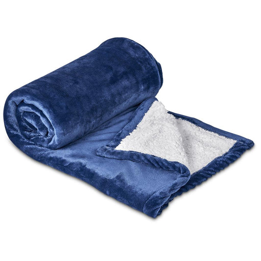 Serendipio Glacial Sherpa Fleece Blanket - NAVY