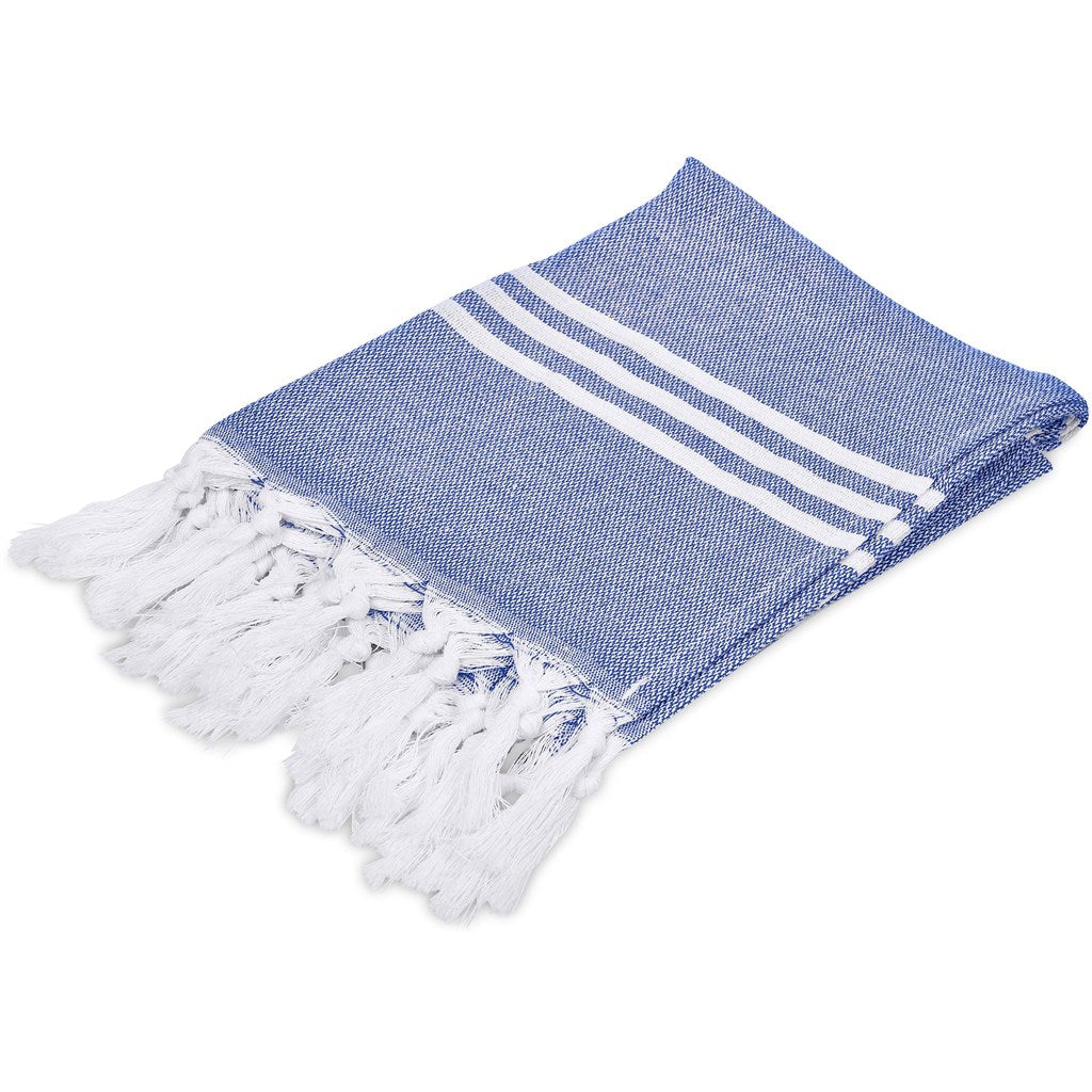 US Basic Santa Cruz Cotton-Rich Beach Towel & Drawstring Bag - BLUE