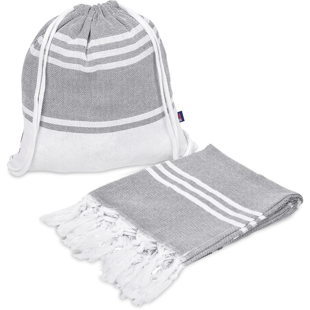 US Basic Santa Cruz Cotton-Rich Beach Towel & Drawstring Bag - GREY