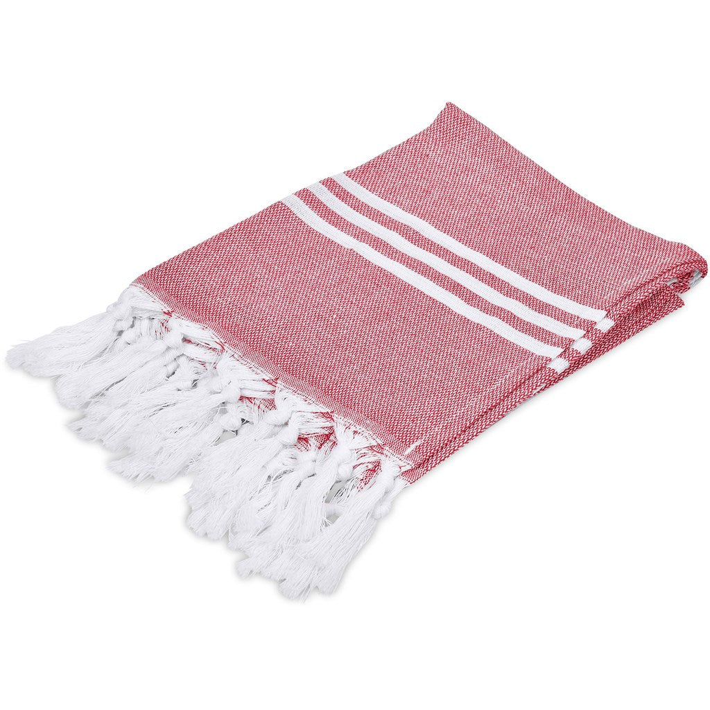 US Basic Santa Cruz Cotton-Rich Beach Towel & Drawstring Bag - RED