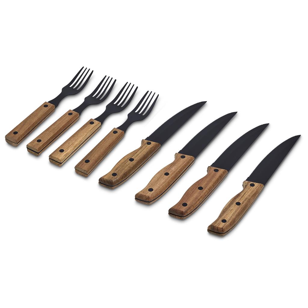 Andy Cartwright Ermelo Steak Knife and Fork Set - BLACK
