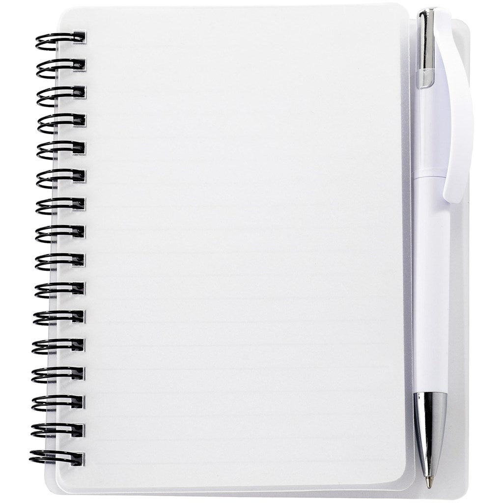 Altitude Plasma A6 Spiral Notebook & Pen - SOLID WHITE