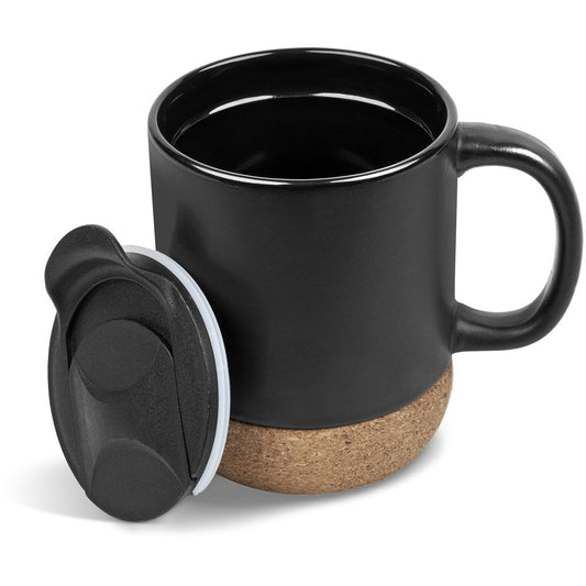 Serendipio Sienna Cork & Ceramic Coffee Mug - 340ml - BLACK