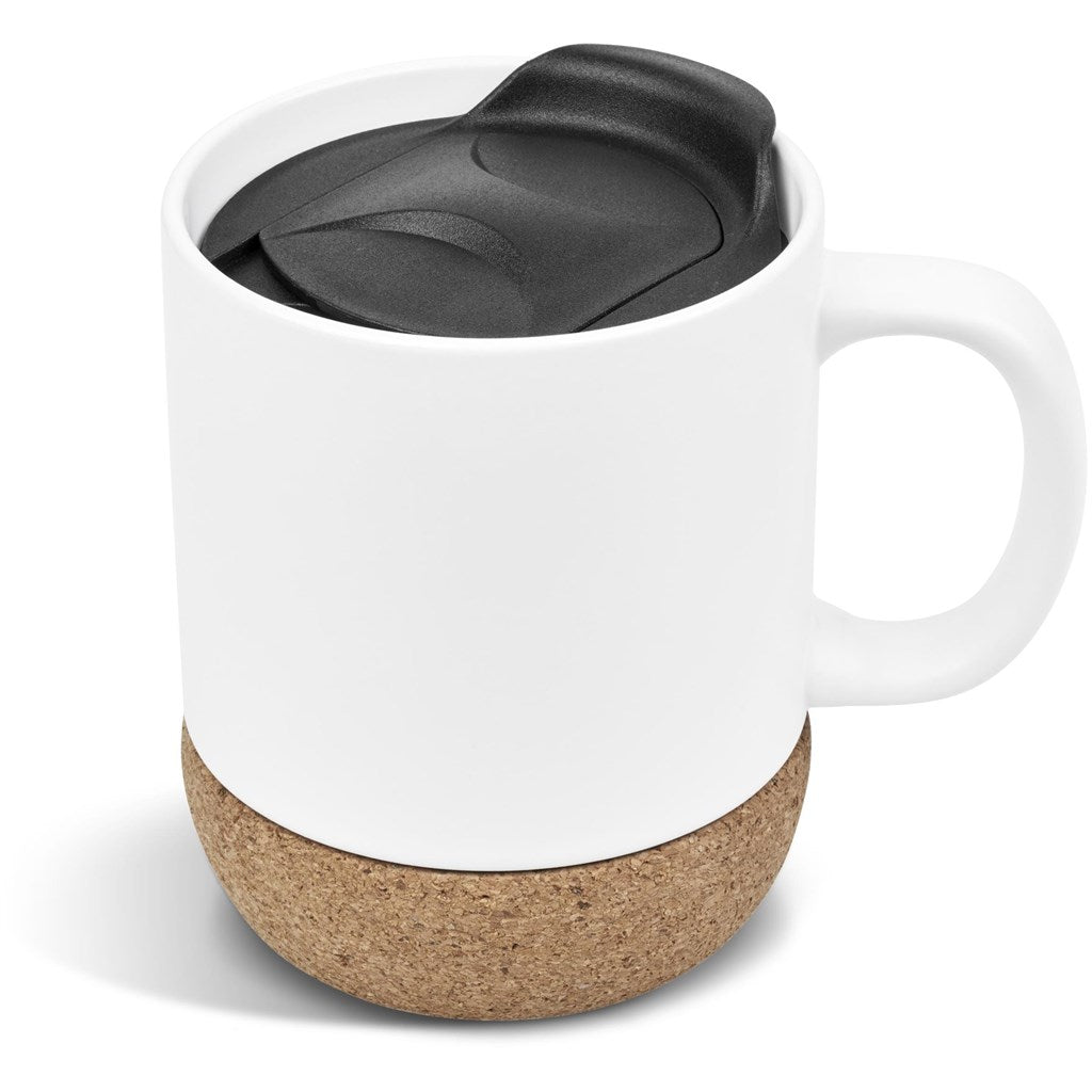 Serendipio Sienna Cork & Ceramic Coffee Mug - 340ml - SOLID WHITE
